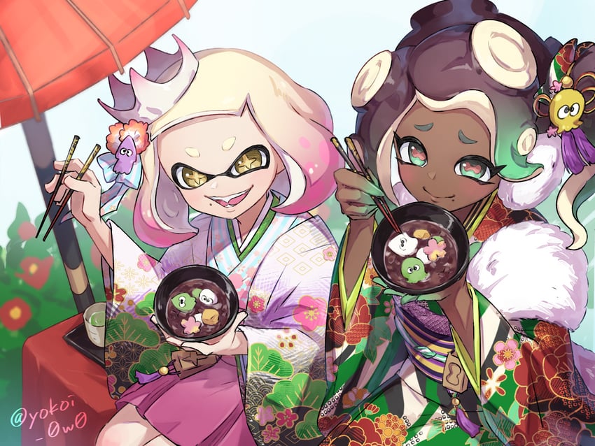 marina and pearl (splatoon and 1 more) drawn by yokoi_aya