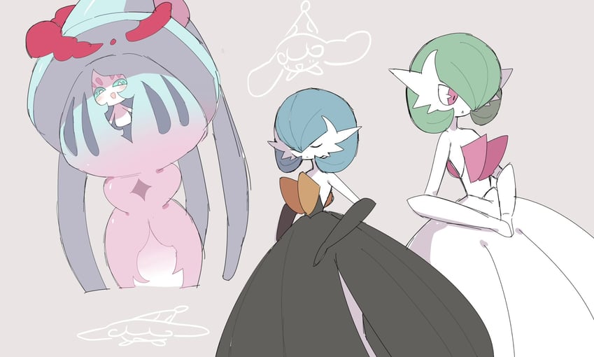 gardevoir, mega gardevoir, hatterene, and hatenna (pokemon) drawn by han0579