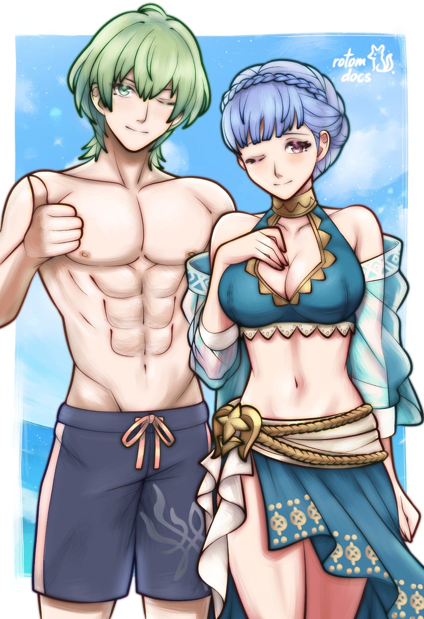 marianne von edmund and male byleth (fire emblem and 2 more) drawn by rotomdocs