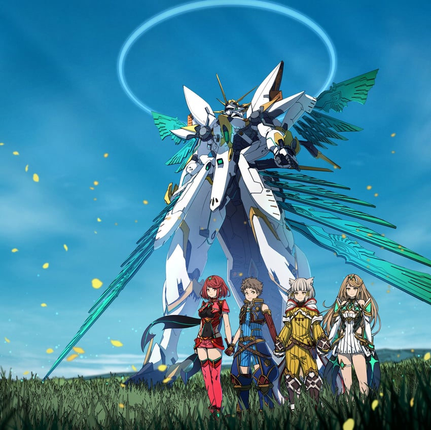 pyra, mythra, nia, rex, and siren (xenoblade chronicles and 1 more) drawn by poteto_(potetosarada123)