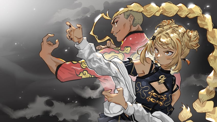 jamie siu and kaminari qpi (street fighter and 2 more) drawn by santon_no_omomi