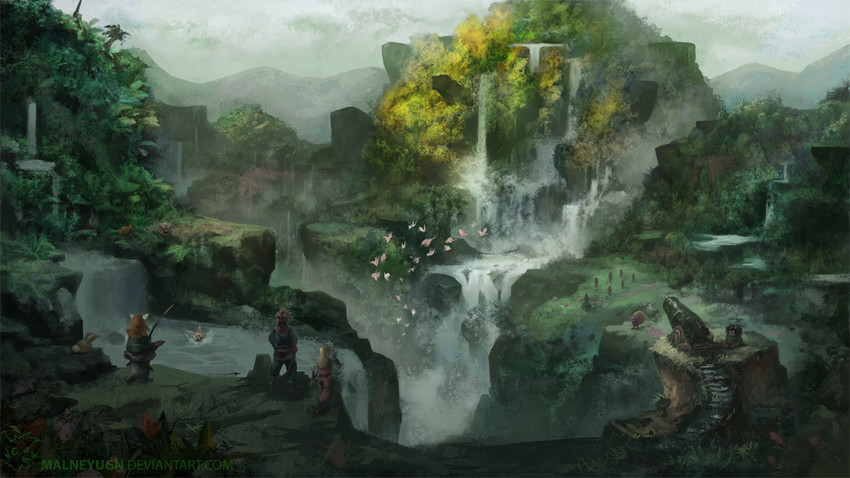 primm, popoi, rabite, randi, and neko (seiken densetsu and 1 more) drawn by lam_nguyen