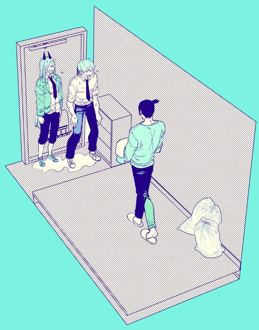 power, denji, and hayakawa aki (chainsaw man) drawn by kanitumuri