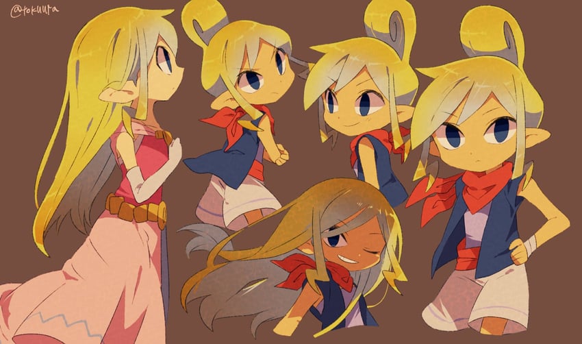 princess zelda, toon zelda, and tetra (the legend of zelda and 1 more) drawn by tokuura