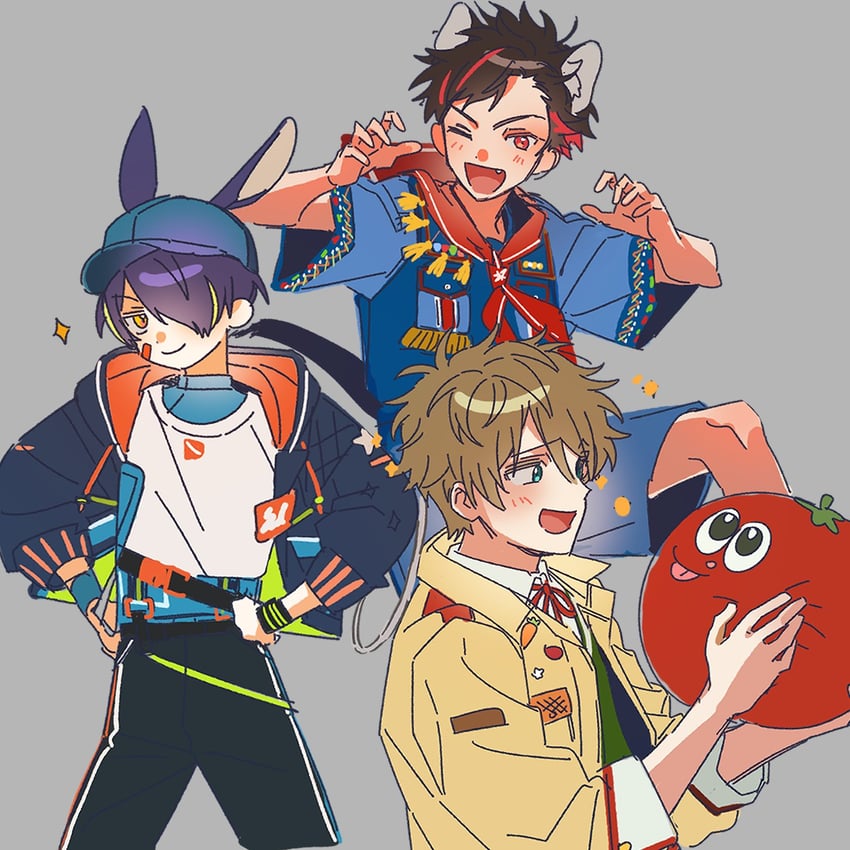 sengoku shinobu, takamine midori, and nagumo tetora (ensemble stars!) drawn by supern0va