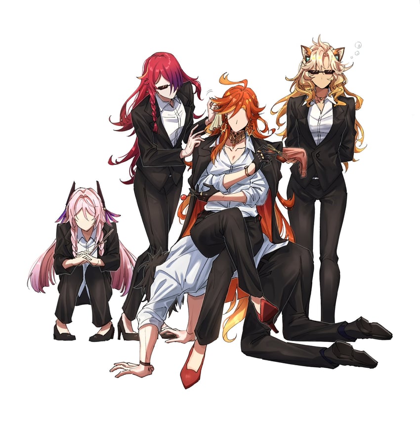 citlali, mavuika, kinich, xilonen, and chasca (genshin impact) drawn by yuka_(pixiv38407039)