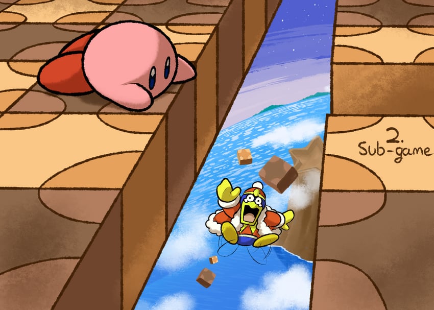 kirby and king dedede (kirby and 1 more) drawn by sol-lar-bink