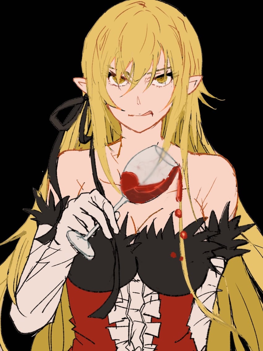 oshino shinobu and kiss-shot acerola-orion heart-under-blade (monogatari and 2 more) drawn by valhalla0707