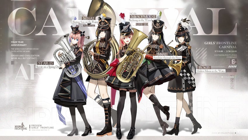 m4a1, ro635, m16a1, m4 sopmod ii, and st ar-15 (girls' frontline) drawn by funengliang_jieheti