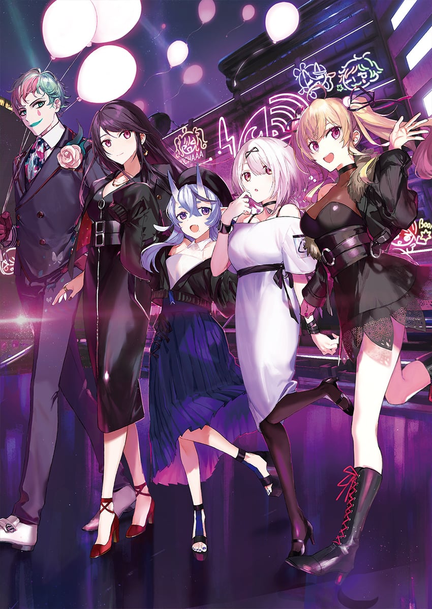 shiina yuika, takamiya rion, rindou mikoto, gundou mirei, and joe rikiichi (nijisanji) drawn by hou_(ppo)