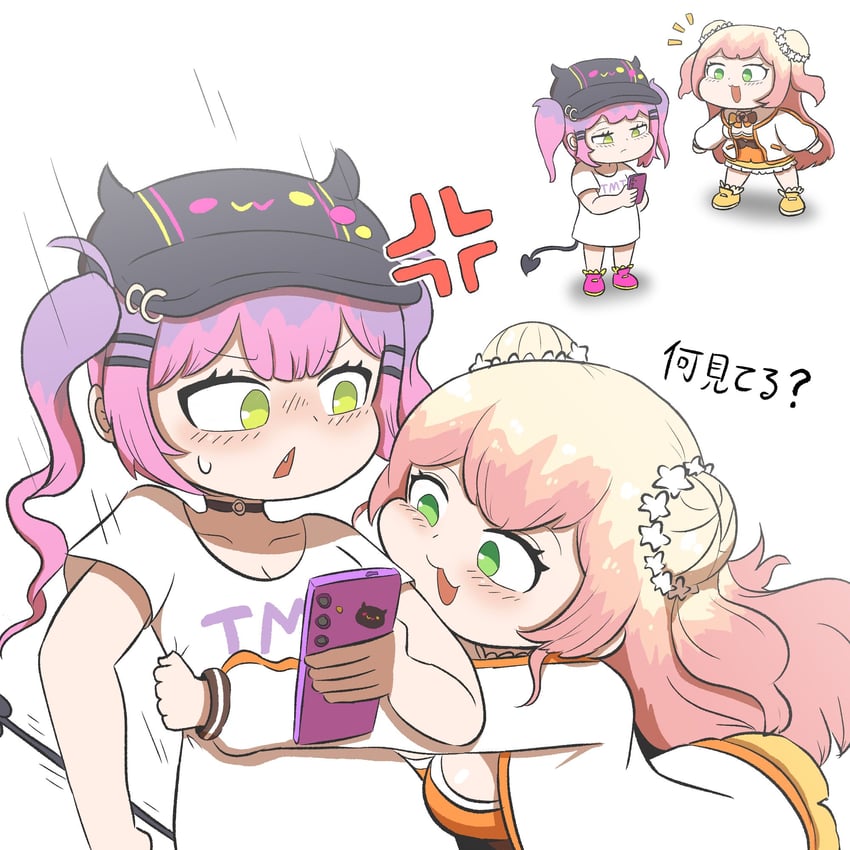 tokoyami towa, momosuzu nene, and bibi (hololive) drawn by ebihuraii3