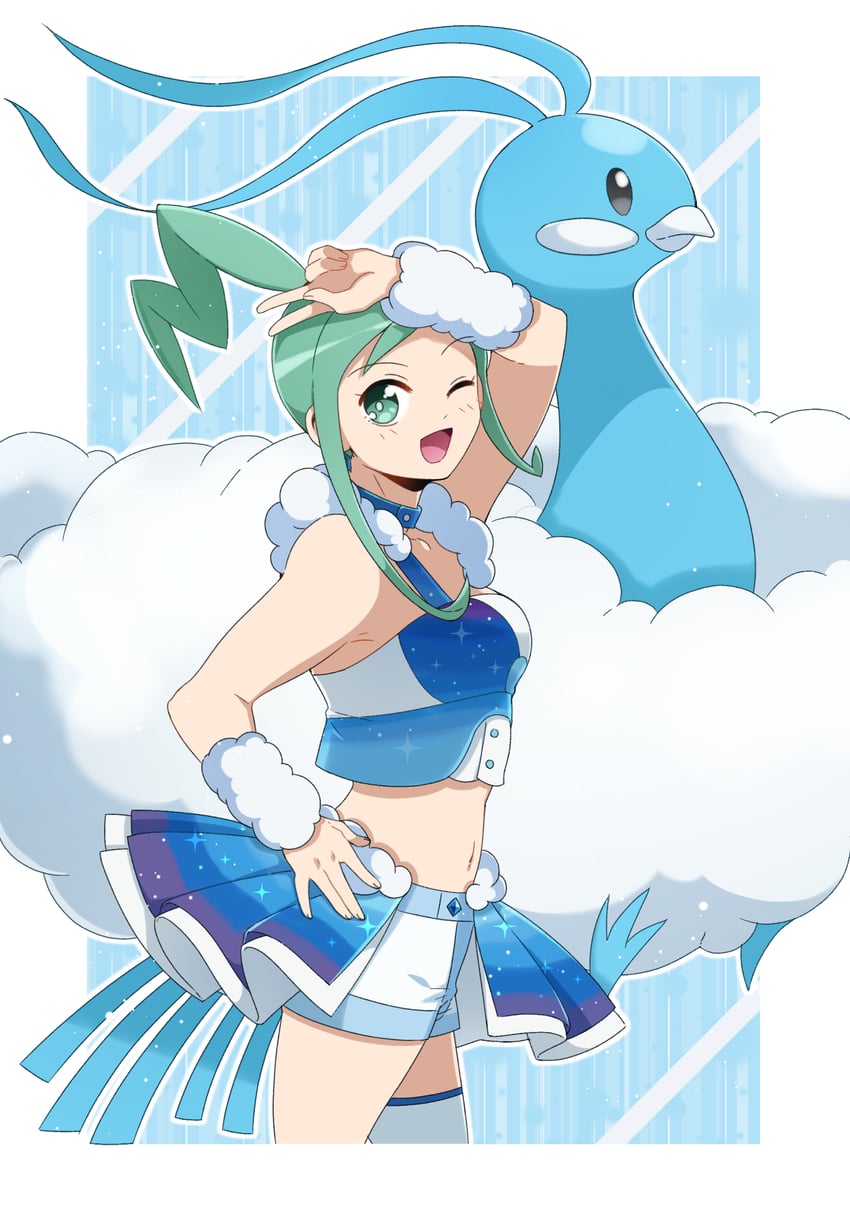 altaria and lisia (pokemon and 1 more) drawn by unknown-amelia