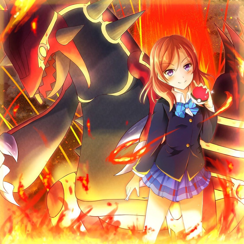 nishikino maki, groudon, and primal groudon (pokemon and 3 more) drawn by bassa