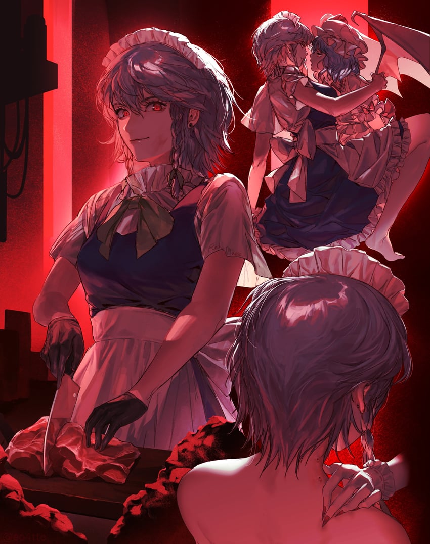 remilia scarlet and izayoi sakuya (touhou) drawn by eosatto_(eo4tto)