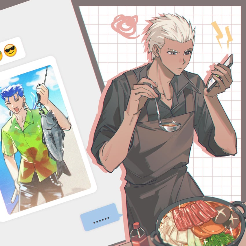 archer and cu chulainn (fate and 1 more) drawn by y111111n