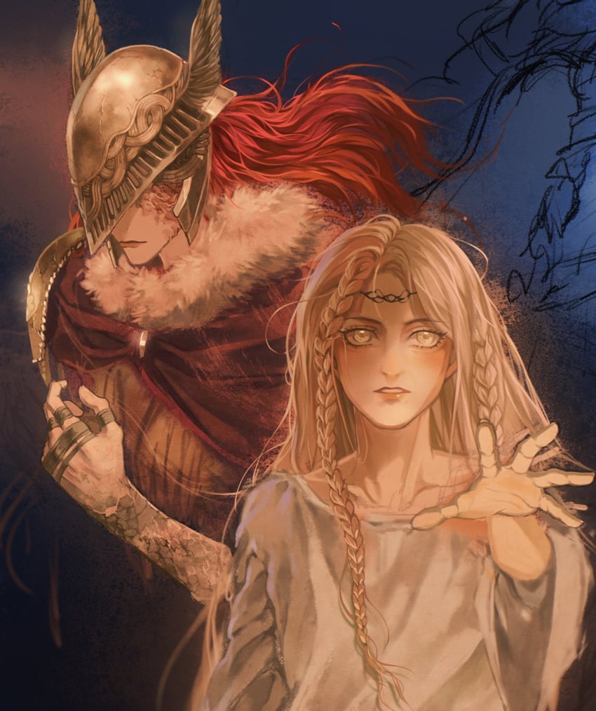malenia blade of miquella and miquella (elden ring) drawn by yujia0412