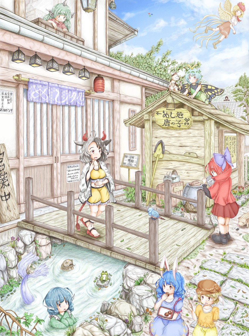 shameimaru aya, sekibanki, wakasagihime, seiran, komano aunn, and 4 more (touhou) drawn by ys_(ytoskyoku-57)