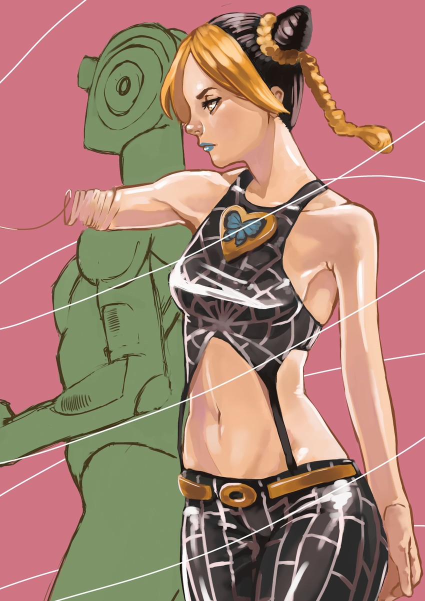 kujo jolyne and stone free (jojo no kimyou na bouken and 1 more) drawn by yomu_(sgt_epper)