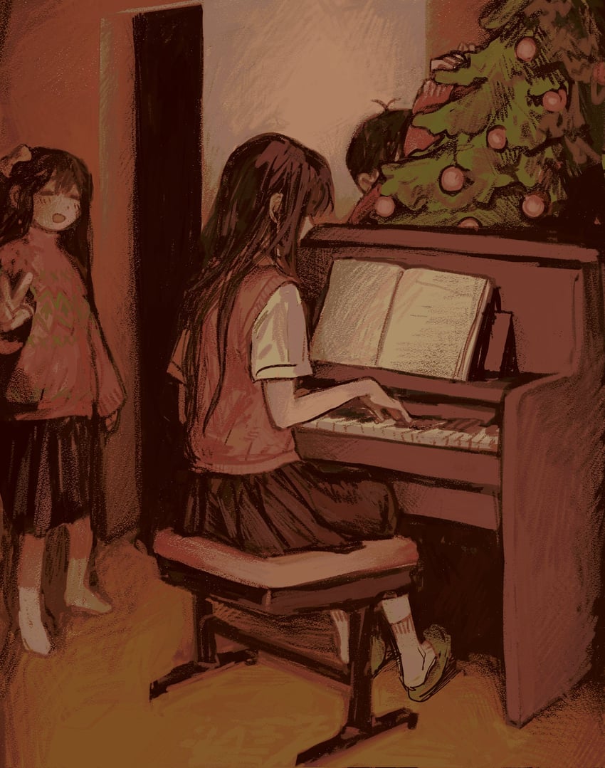 sunny, aubrey, and mari (omori) drawn by hasu_art