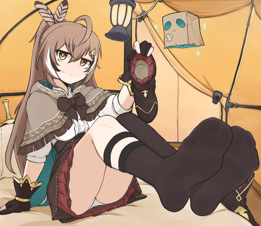 nanashi mumei (hololive and 1 more) drawn by softhanten