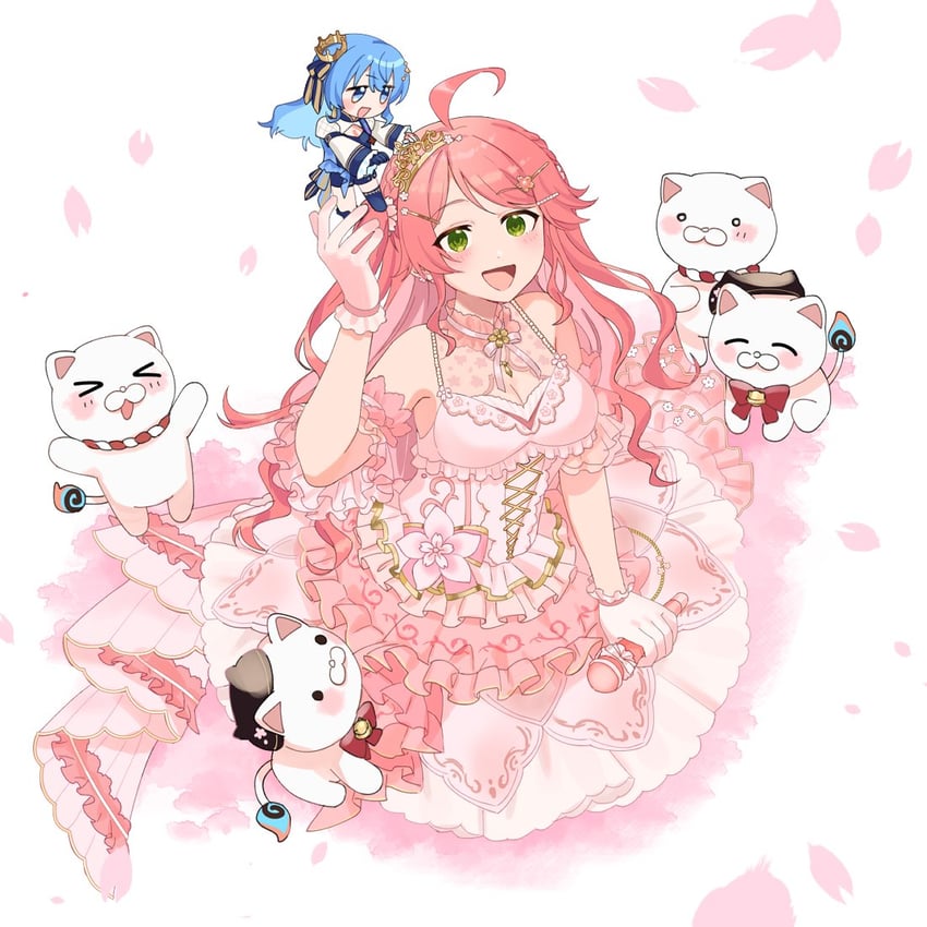 hoshimachi suisei, sakura miko, and 35p (hololive) drawn by melodyguru