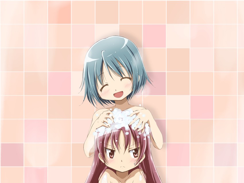 miki sayaka and sakura kyoko (mahou shoujo madoka magica) drawn by kinfuji
