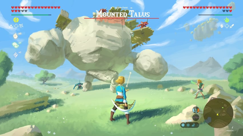 link, princess zelda, bokoblin, and stone talus (the legend of zelda and 1 more) drawn by tobyfoxart