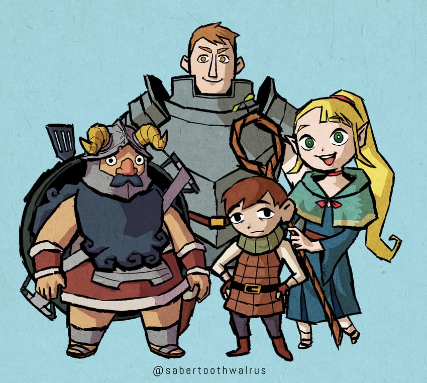 marcille donato, laios touden, senshi, and chilchuck tims (the legend of zelda and 2 more) drawn by sabertoothwalrus