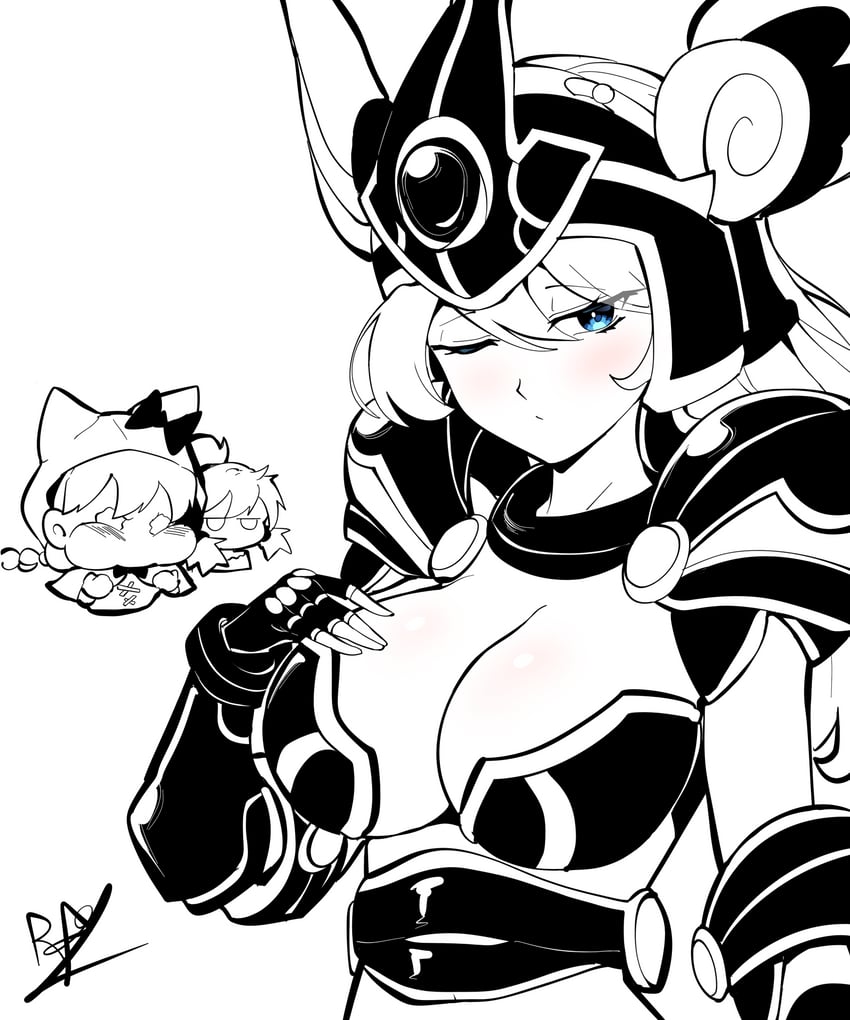 minya, ururun wolf, and cat valkyrie (nyanko daisensou) drawn by rak_rak_yee