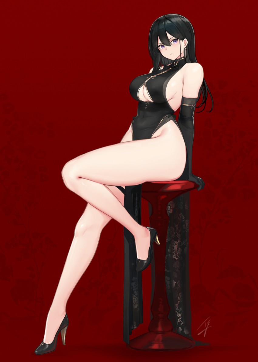 classy-black-haired girl (original) drawn by hayabusa_(vert_320)