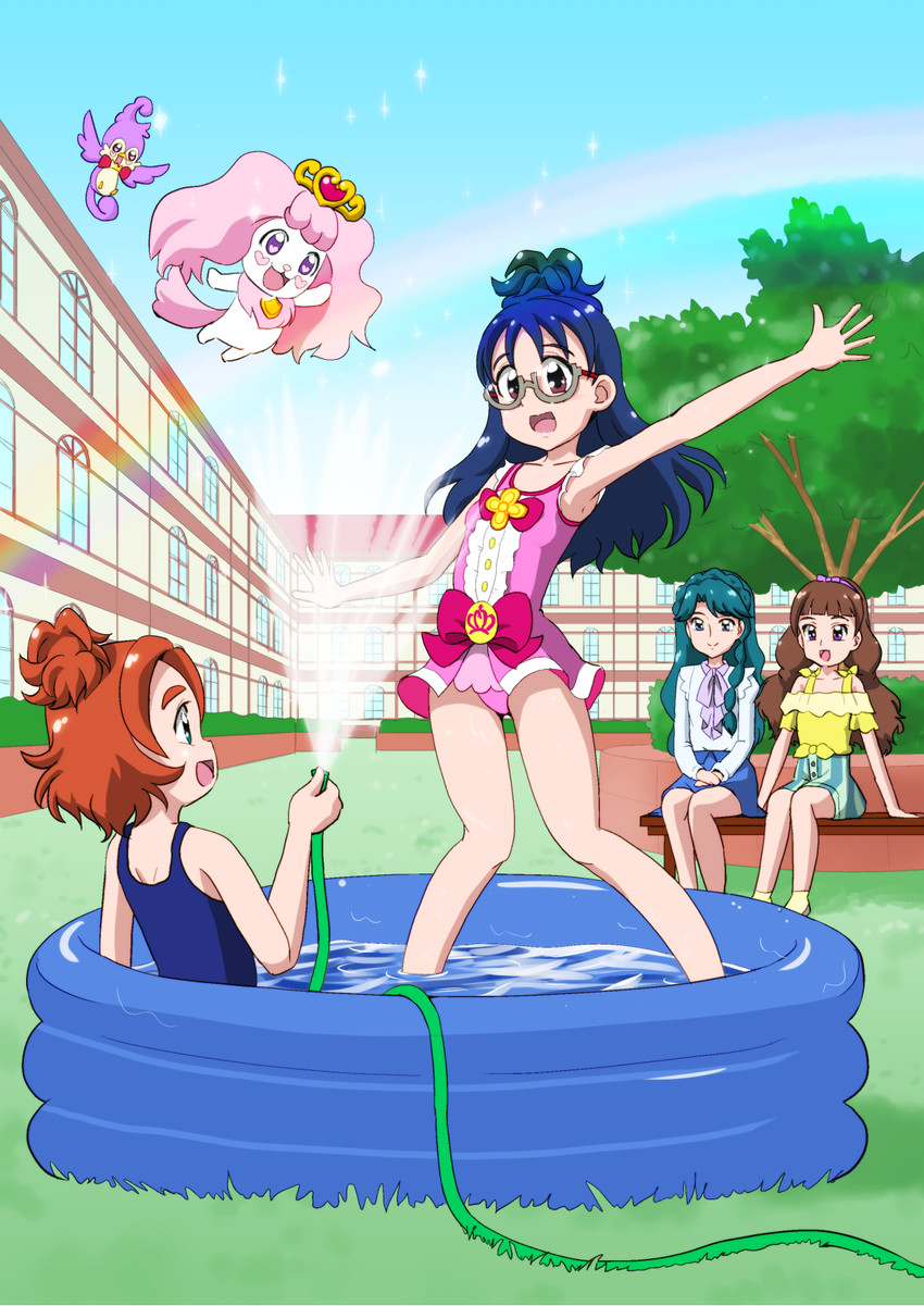 amanogawa kirara, haruno haruka, kaidou minami, cure flora, puff, and 2 more (precure and 1 more) drawn by yakizakana_(yakizakana10967)