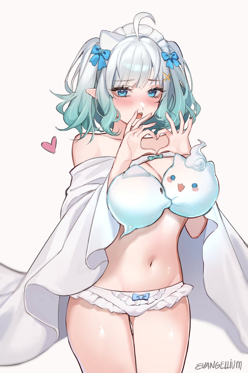 mint fantome and wisps (indie virtual youtuber) drawn by evangellium