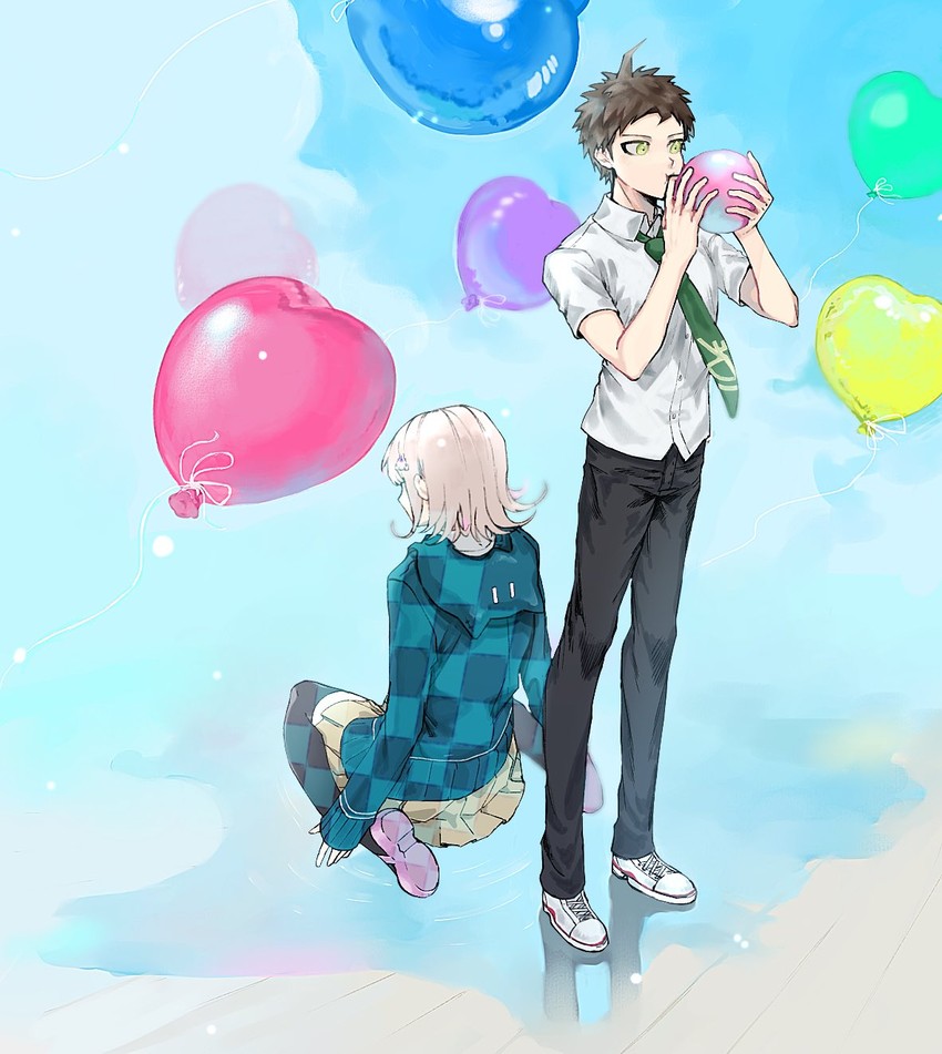 nanami chiaki and hinata hajime (danganronpa and 2 more) drawn by suzumetarou