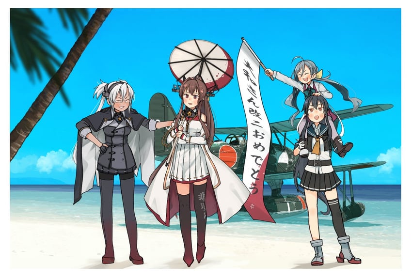 yamato, musashi, kiyoshimo, yahagi, musashi kai ni, and 2 more (kantai collection) drawn by annin_musou