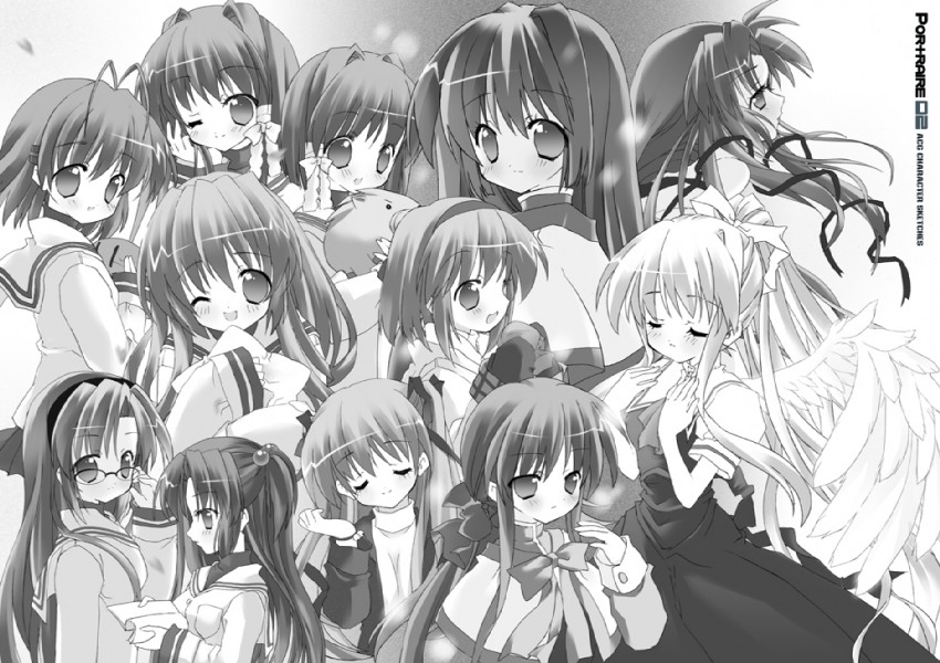 kamio misuzu, furukawa nagisa, fujibayashi kyou, ibuki fuuko, tsukimiya ayu, and 7 more (clannad and 3 more) drawn by airmi