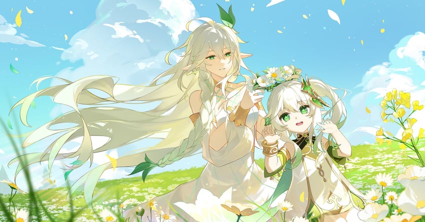 nahida and rukkhadevata (genshin impact) drawn by ling_yu_xiaoyan