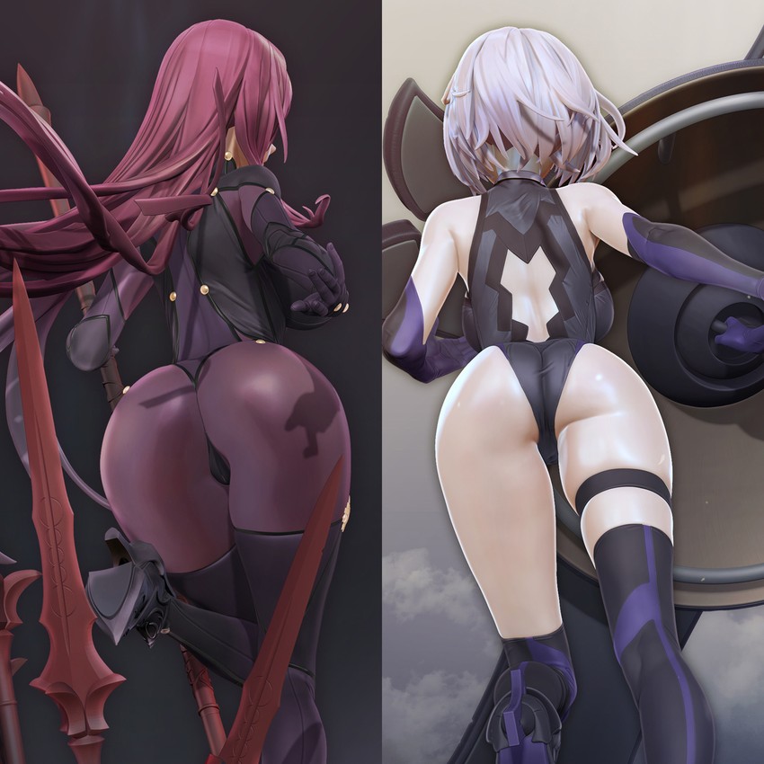 mash kyrielight and scathach (fate and 1 more) drawn by leslyzerosix
