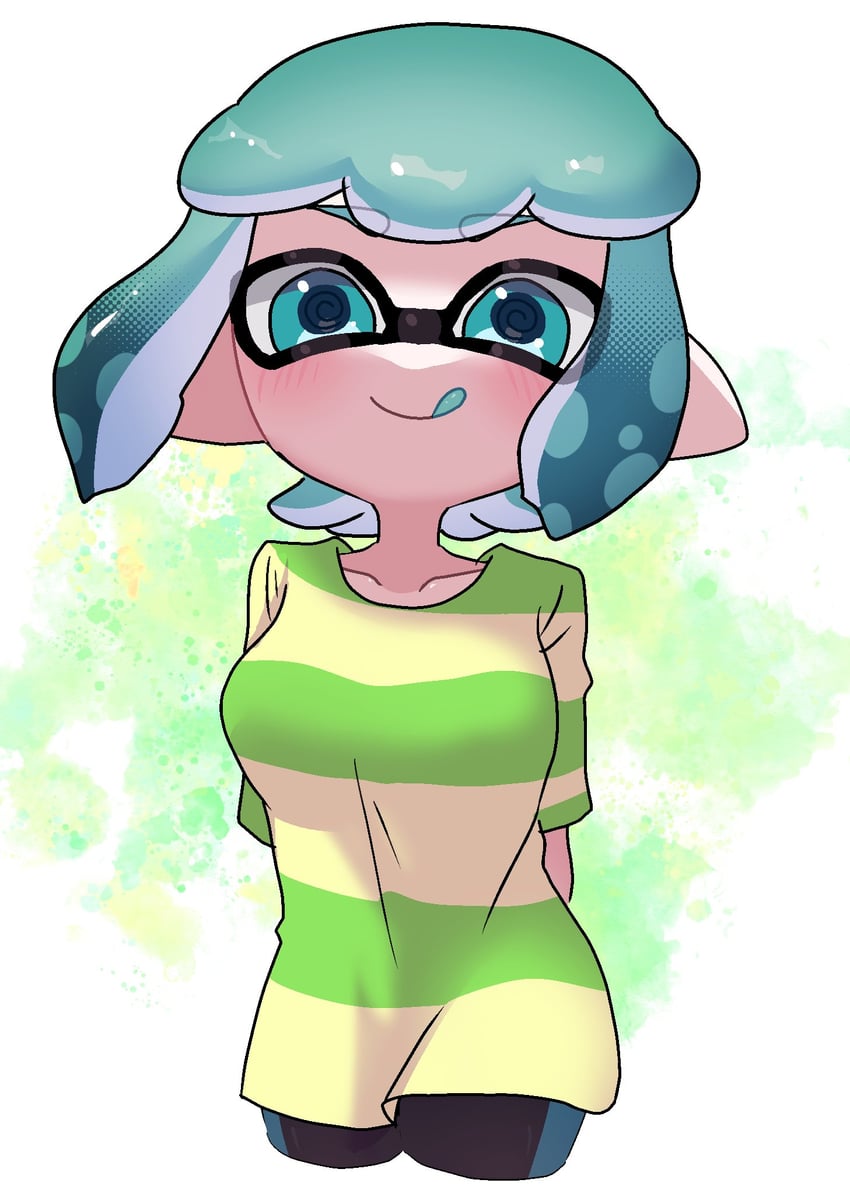 inkling player character and inkling girl (splatoon and 1 more) drawn by panu