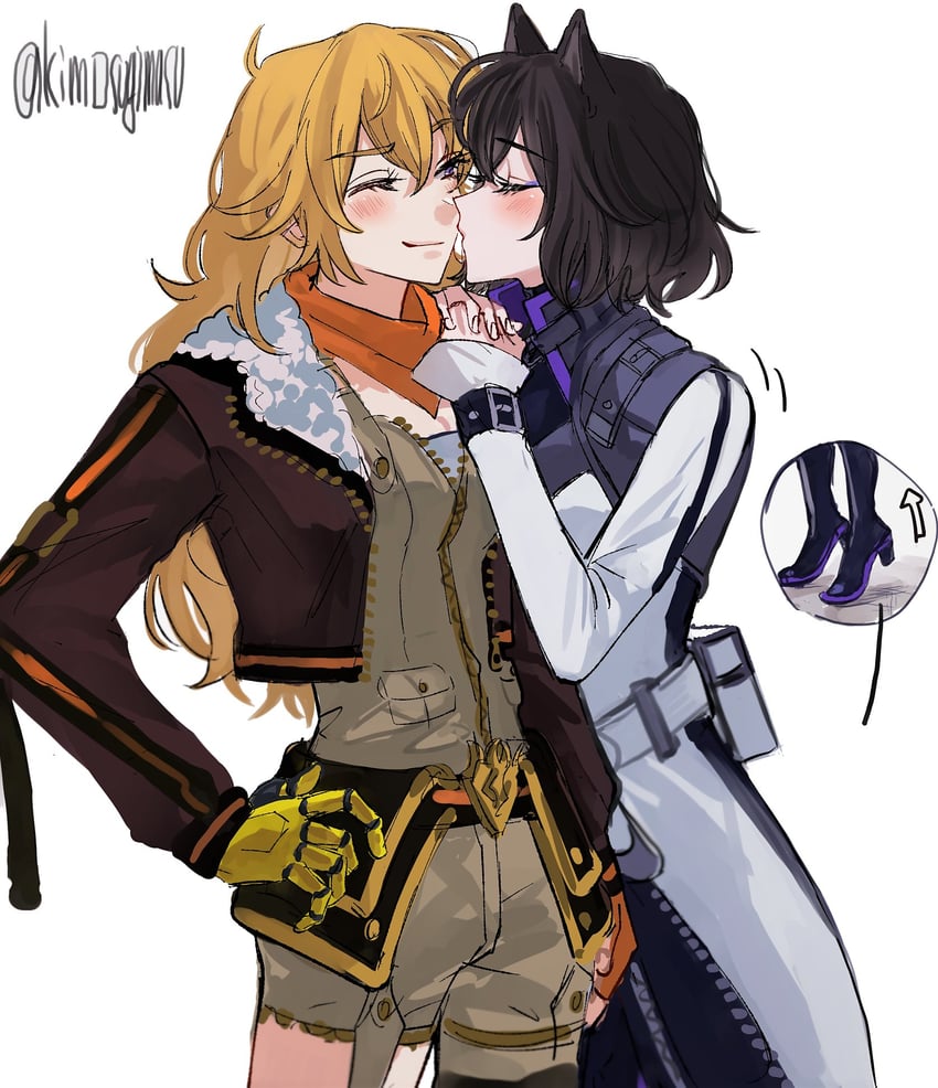 yang xiao long and blake belladonna (rwby) drawn by naizo_(kimosugimasu)