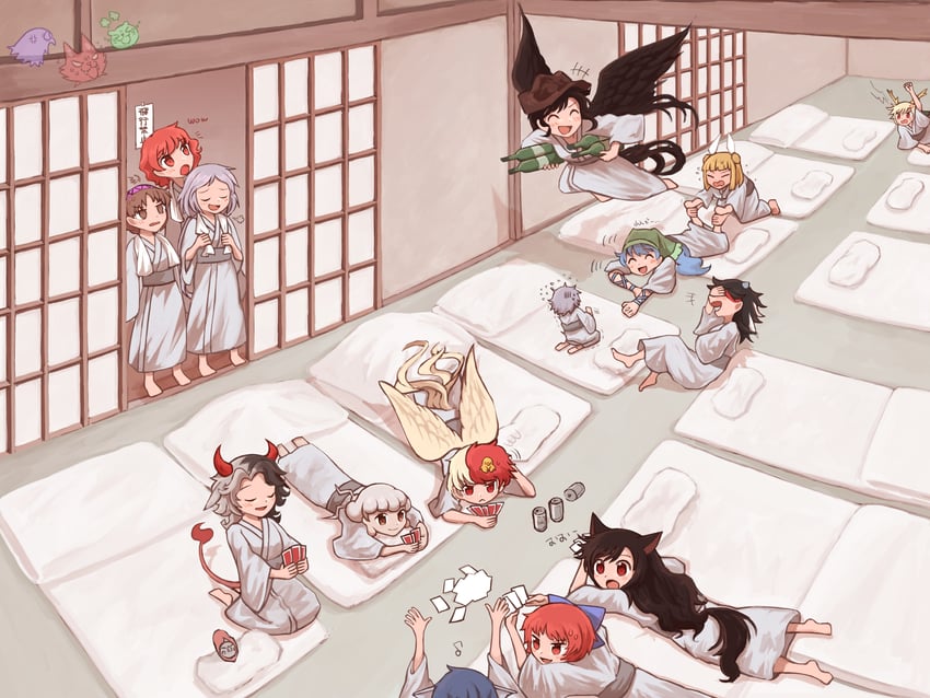 imaizumi kagerou, kijin seija, sekibanki, sukuna shinmyoumaru, wakasagihime, and 13 more (touhou) drawn by donki_(yeah)