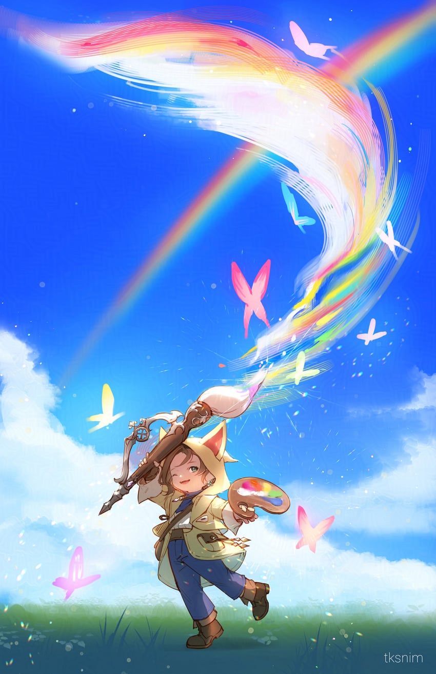 krile baldesion and pictomancer (final fantasy and 1 more) drawn by tk_(tksnim)