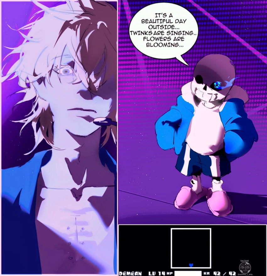 sans and luka (undertale and 1 more) drawn by uchiha_i_arts