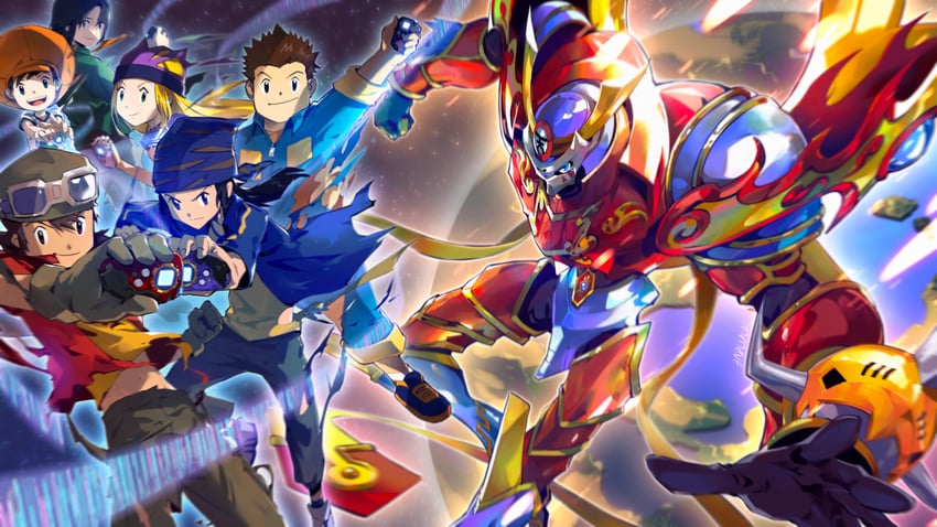 orimoto izumi, kanbara takuya, minamoto kouji, kimura kouichi, himi tomoki, and 2 more (digimon and 1 more) drawn by badluck