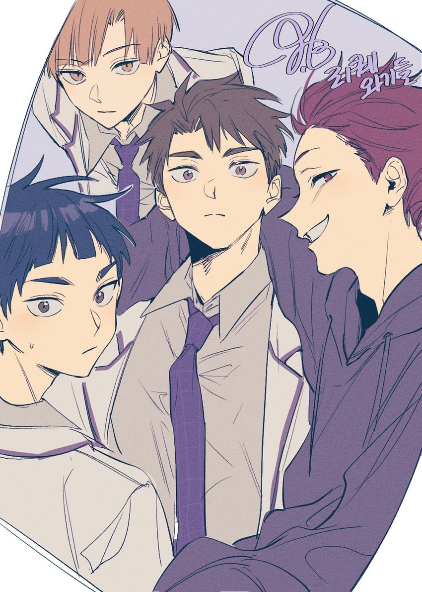 ushijima wakatoshi, tendou satori, goshiki tsutomu, and shirabu kenjirou (haikyuu!!) drawn by m_m_pb