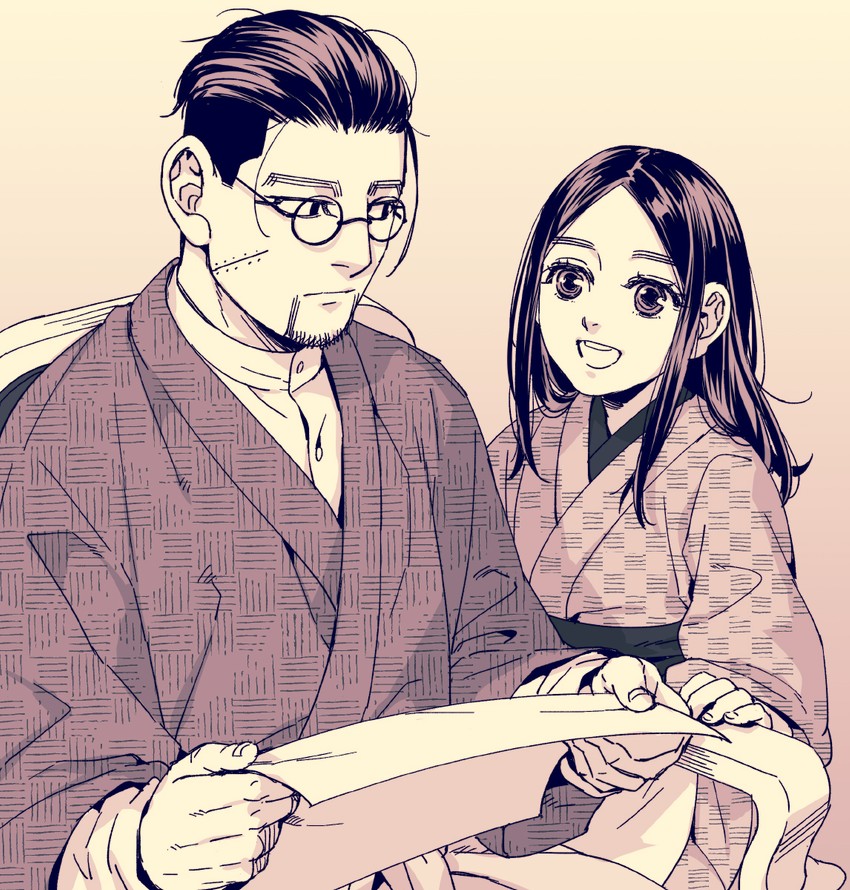 ogata hyakunosuke and asirpa (golden kamuy) drawn by tetsuko_gk