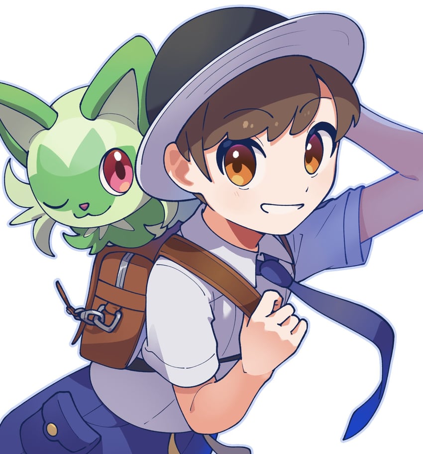 florian and sprigatito (pokemon and 1 more) drawn by omochi_(omotimotittona3)