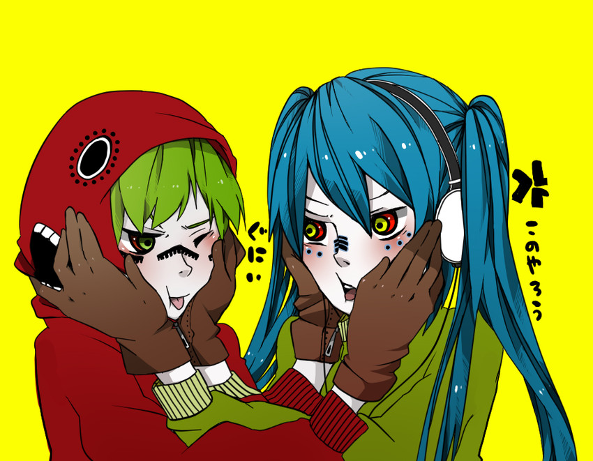 hatsune miku and gumi (vocaloid and 1 more) drawn by naruto_maki