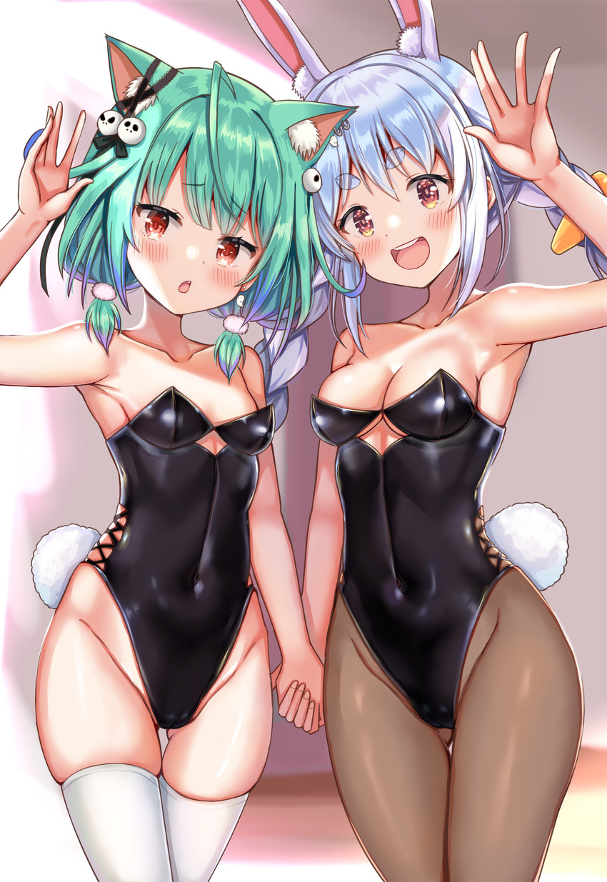 usada pekora and uruha rushia (hololive) drawn by nootomo