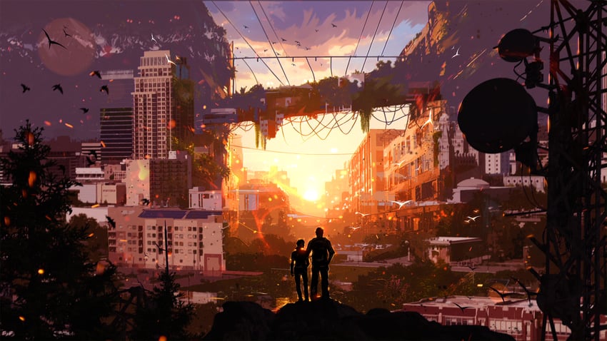 ellie and joel (the last of us) drawn by rykyart