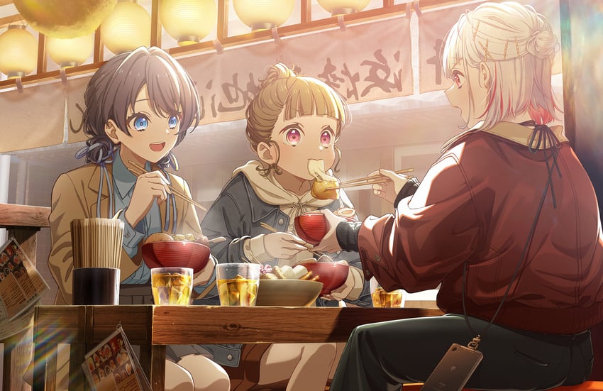 murano sayaka, yugiri tsuzuri, and kachimachi kosuzu (love live! and 1 more)